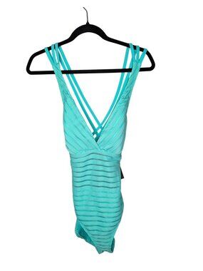 La Blanca Fluid Lines Cross Back One-Piece Swimsuit Size 14 Seafoam Green